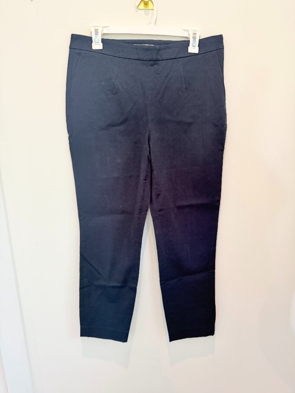 Boden Women's Size 10 Navy Blue Straight-Leg Side-Zip Crop Trousers Pants